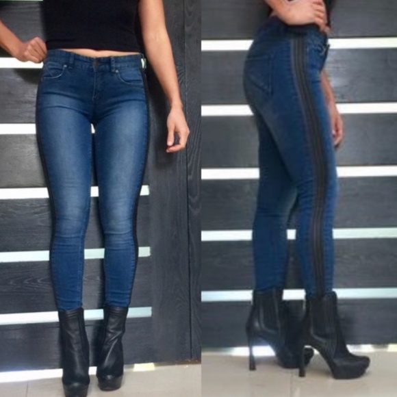 Free People Denim - Free People Denim Jeans Black Leather Stripe 26